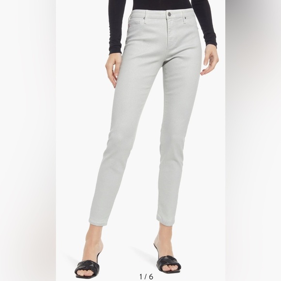 NORDSTROM AG Farrah Skinny Ankle Jeans Luminous Fade to Grey SZ 24 High-Rise NWT - Picture 2 of 7